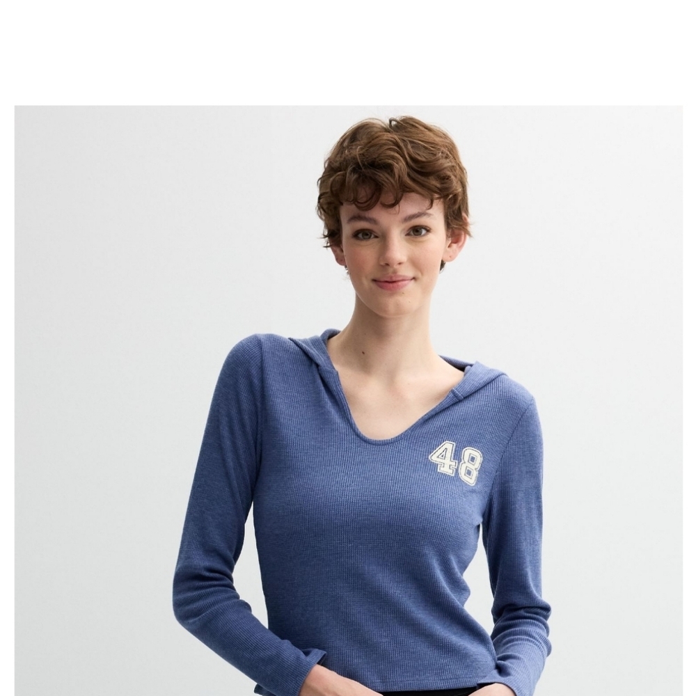 Women's Blue Hooded Top